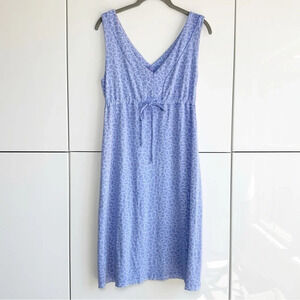 Fresh Produce Midi Dress XS Sleeveless Double V Neck Blue Purple Floral Beach